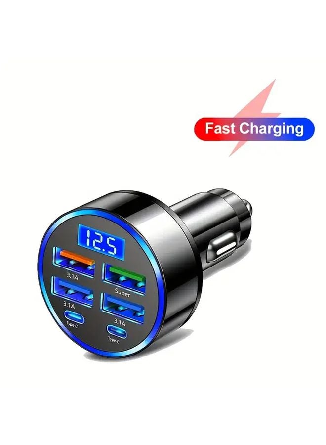 Ouyaaqii 6 منفذ شاحن السيارة 4 USB 2 PD شحن سريع QC3 0 فضي - Image 3